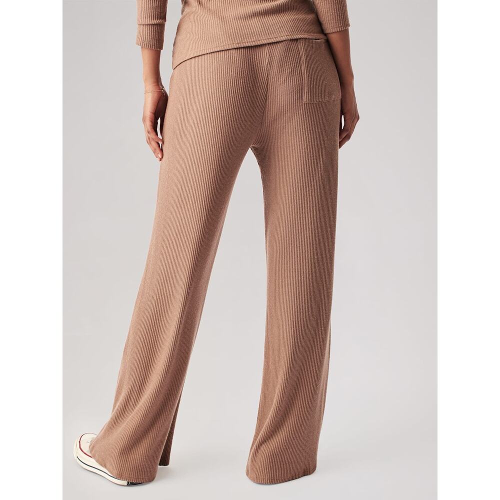 FAHERTY Roscoe Legend Rib Wide Leg Pants Sz Small Loungewear Cozy Light Brownie - Picture 7 of 12